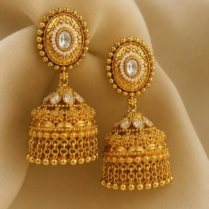 Royal Pearl Drop Meenakari Jhumkas